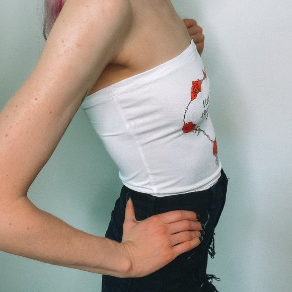 Flowers Grow Back...White Tube Top - Picture 5 of 6